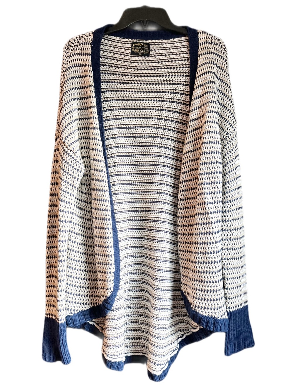 United By Blue Navy & Cream Striped Open-Front Cardigan Size XS Coastal Grandma